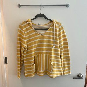 Yellow striped hooded sweatshirt
